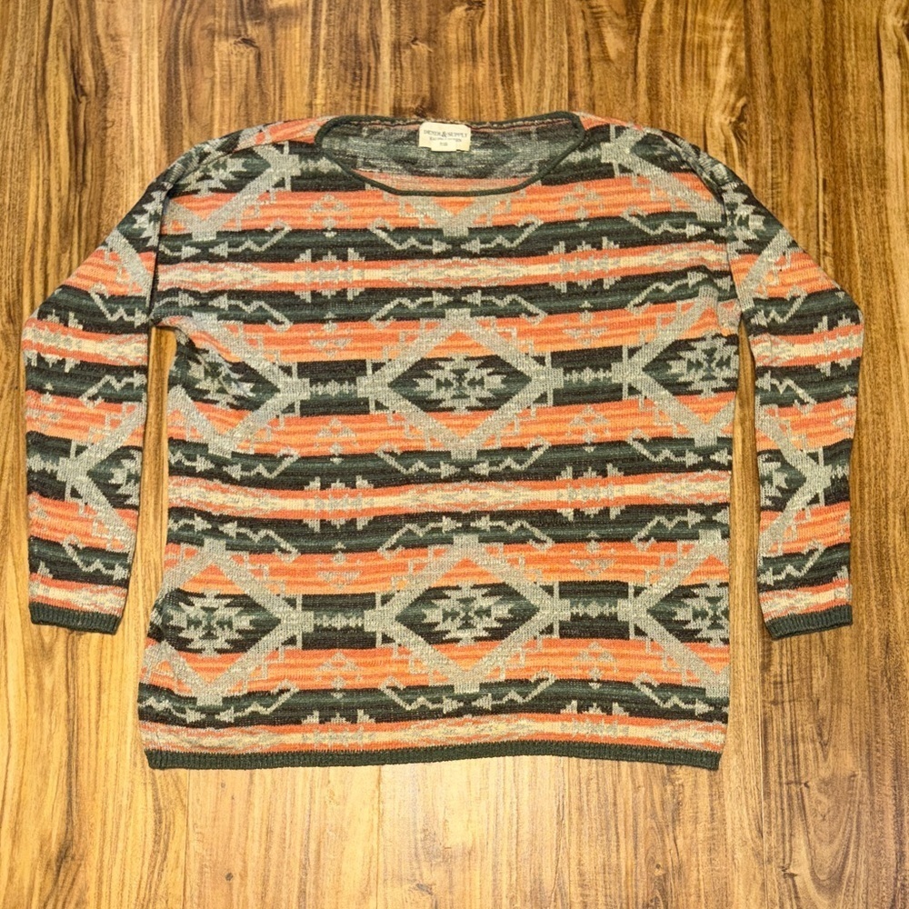 Ralph Lauren Denim & Supply women’s large sweater grey green Aztec western print
